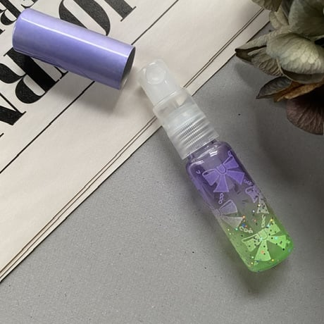 【クリックポスト対応】　４ml リボン柄 ガラスアトマイザー　PU/GR　日本製