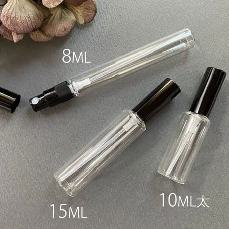 ＜10個＞１０ml太 クリアーアトマイザー　黒プラスチックキャップ／黒スプレーポンプ　日本製 【香水　フレグランス　アロマ　調香　漏れない　小ロット　卸】