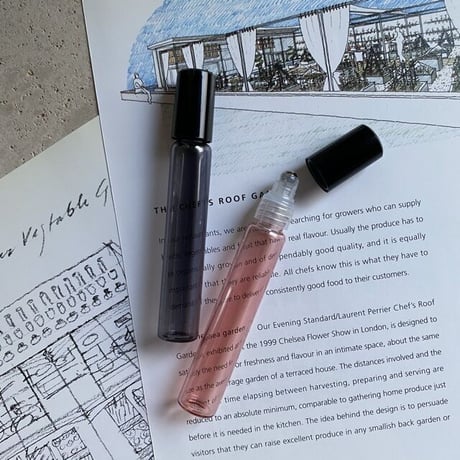 【クリックポスト対応】　８ml ロールオンボトル　グレー・ローズピンク　日本製【メンズ　香水　アロマ　フレグランス　ハッカ　肩こり　睡眠】