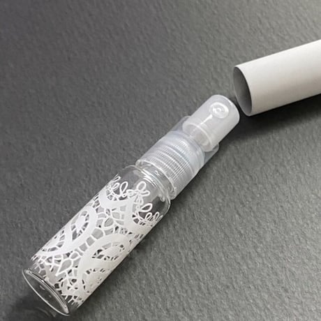 【クリックポスト対応】４ml  マットホワイトCap レース ガラスアトマイザー   日本製【香水　調香　フレグランス　アロマ　除菌】