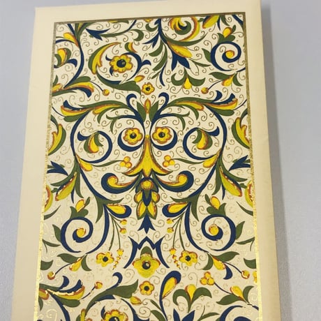 イタリア　ロッシ伝統柄　カード＆封筒セット　(花柄　ブルー）