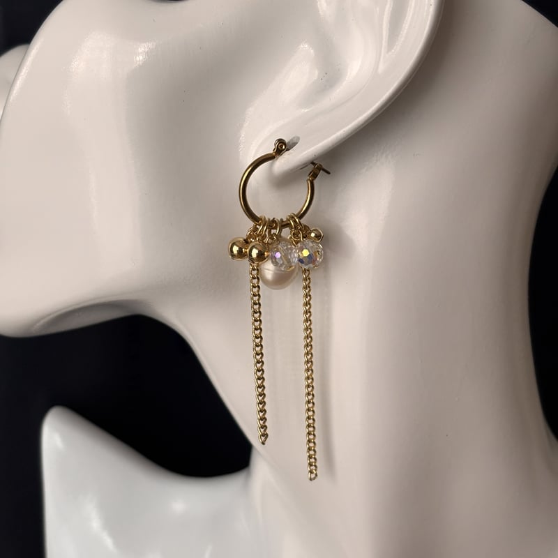 Gold＆Whitel Pearl フープピアス LV-P094 | LIVaccessories