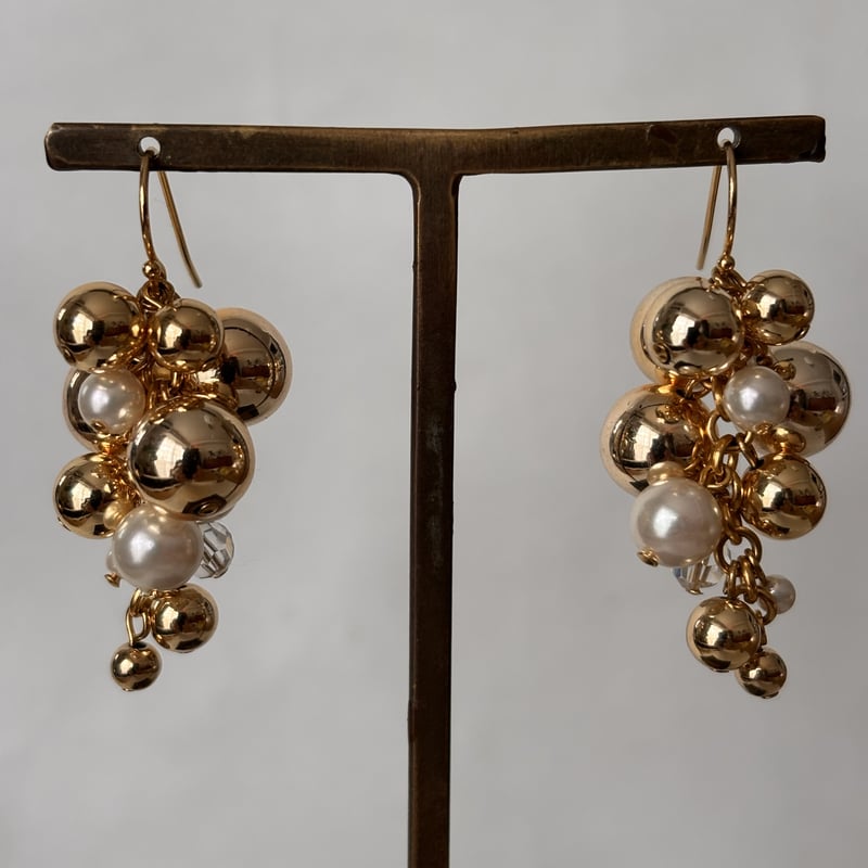 Gold ＆ Whitel Pearl ブーケピアス LV-P088 | LIVaccesso