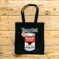 タイムアウト'Warhol' 黒キャンバストートバッグ / Time Out 'Warhol' black canvas tote bag
