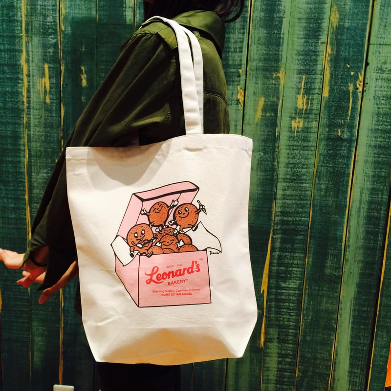 国内発! 在庫有! Leonard's Bakery★ハワイ★Happy Box Tote Bag Leonard'sロゴ入りトートバッグ(M)(ピンク) | Leonard's