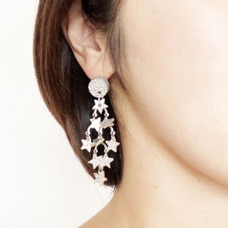 【630】ビジューと星と月のピアス／イヤリング Star&moon antique bijou earrings 星と月のアンティーク