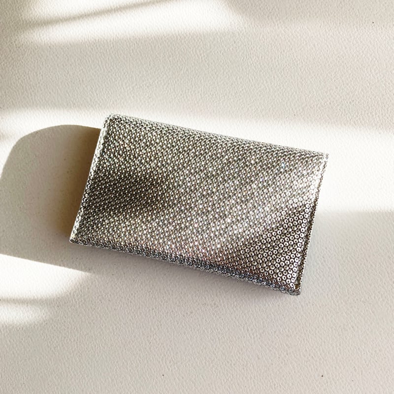 asprey シルバー名刺入れ 輝きの名刺ケース - PearlSilver Elegance】 薄型 レザー 本革