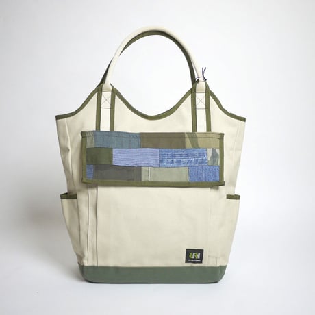 Vertical Tote / Ivory×Ever Green