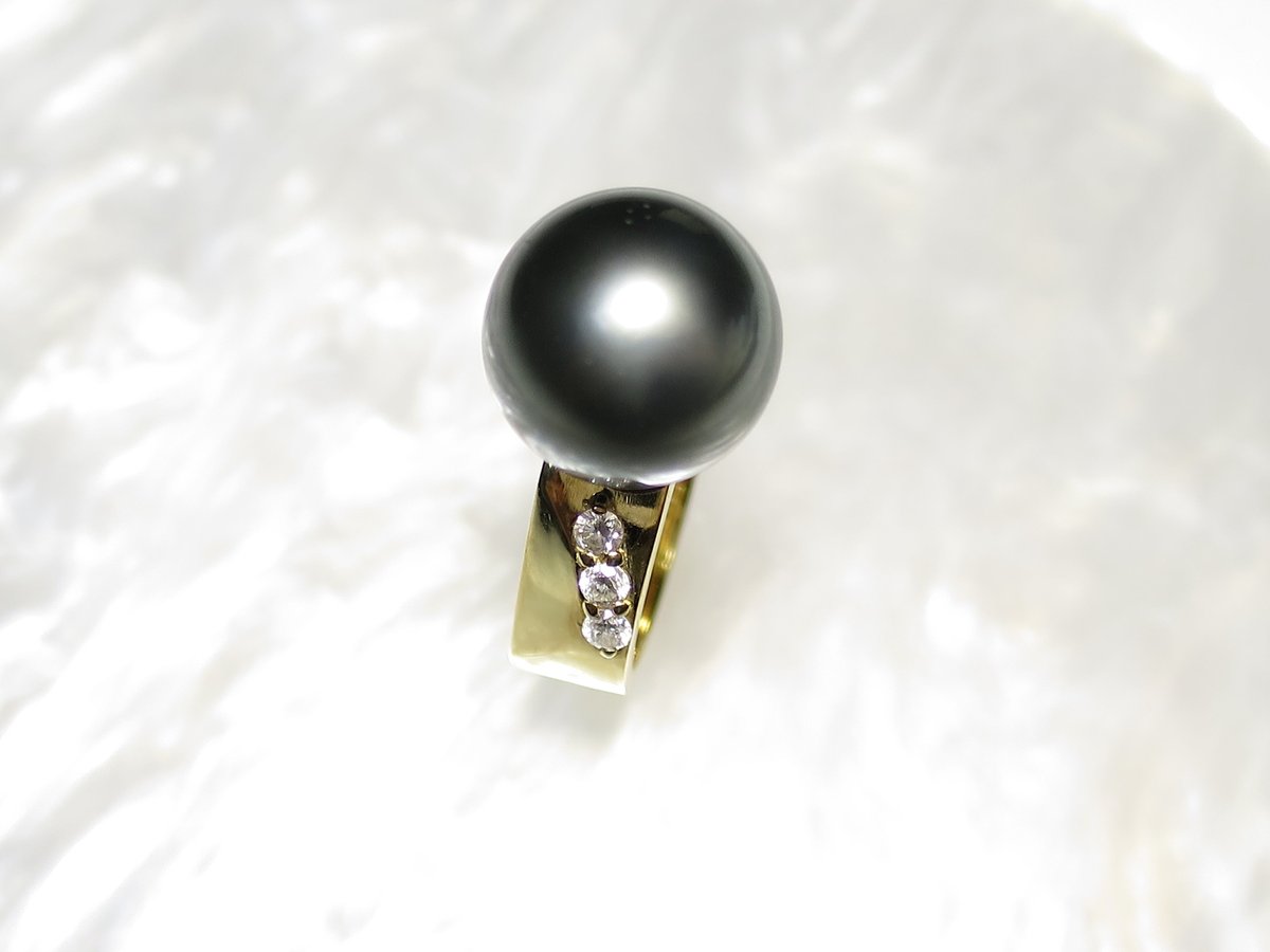 K18 ブラックパール 11mm ピンキーリング｜1点もの | PLAISIR