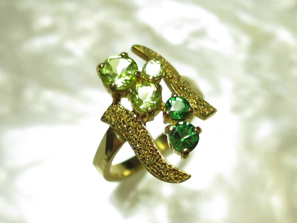 K18 グリーンガーネット ペリドット リング｜1点もの | PLAISIR