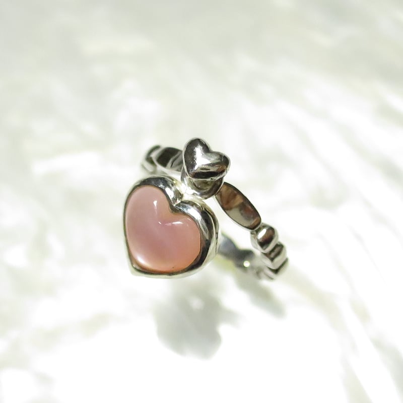 シルバー925 貝9mm ハート ピンキーリング｜1点もの ハピア® | PLAISIR