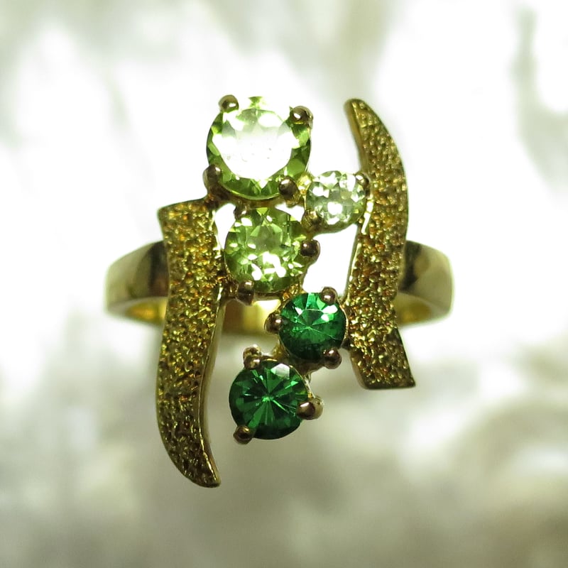 K18 グリーンガーネット ペリドット リング｜1点もの | PLAISIR