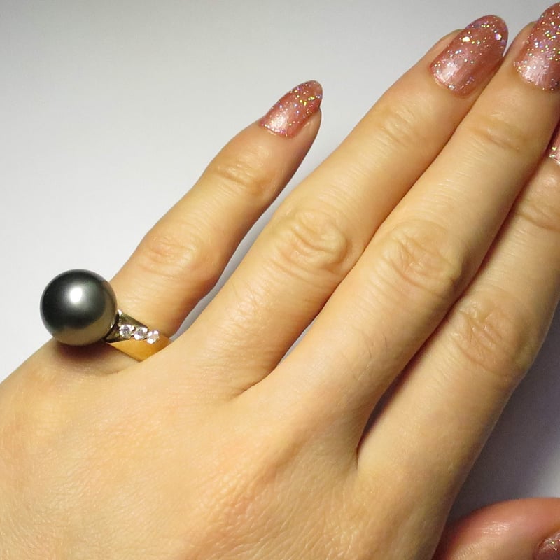 K18 ブラックパール 11mm ピンキーリング｜1点もの | PLAISIR