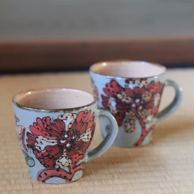 脇山さとみ マグ「bird flower」 | 丹羽茶舗