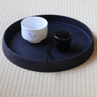 村上躍　白灰化粧プレート湯呑みセット 村上躍 白灰化粧プレート皿湯呑みセット