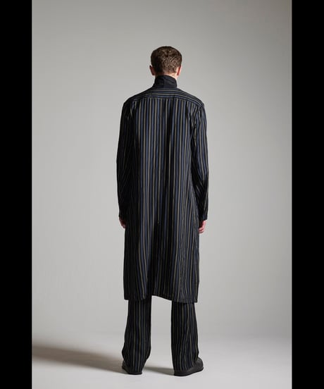 NU-1708  LONG JACKET /  BLACK-ECRU STRIPE