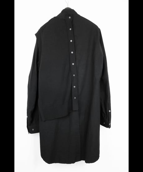 NU-1930   80/2 Broad Shirt With 7GG Kint Half Vest - BLACK
