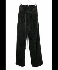 NU-1908   Linen Cotton Velvet Wide Leg Easy Pants - BLACK
