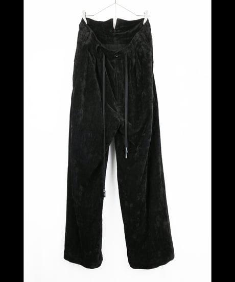 NU-1908   Linen Cotton Velvet Wide Leg Easy Pants - BLACK