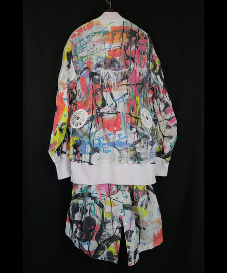 DS-326  Nylon Taffeta Inkjet Print　Oversized Bomber Jacket (Detachable Hem Parts) -  SHIHAKUpt.