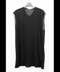 NU-1818  OVERSIZED SLEEVELESS T SHIRT - BLACK