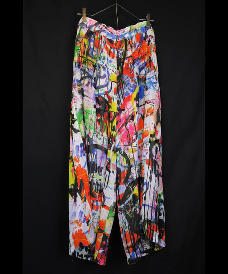 DS-336  Rayon Chiffon Inkjet Print Wide Leg Easy Cropped Pants