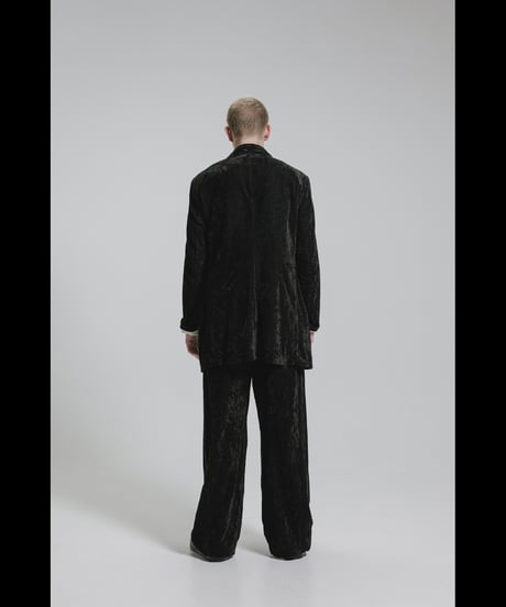 NU-1908   Linen Cotton Velvet Wide Leg Easy Pants - BLACK