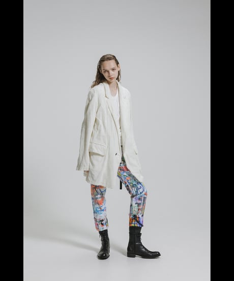 DS-327  Cotton Oxford Inkjet Prin w/ White Coating Slim Pants