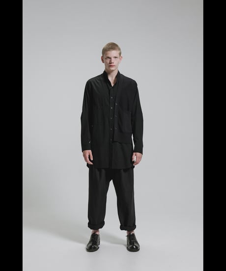 NU-1930   80/2 Broad Shirt With 7GG Kint Half Vest - BLACK