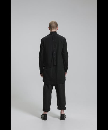 NU-1930   80/2 Broad Shirt With 7GG Kint Half Vest - BLACK