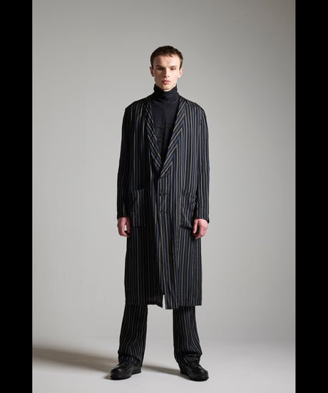 NU-1708  LONG JACKET /  BLACK-ECRU STRIPE