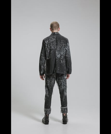DS-323  Linen/Cotton Gabardine Pigment Print Slim Pants