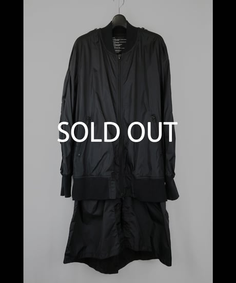NU-1916  Nylon Taffeta Oversized Bomber Jacket (Detachable Hem Parts) -BLACK