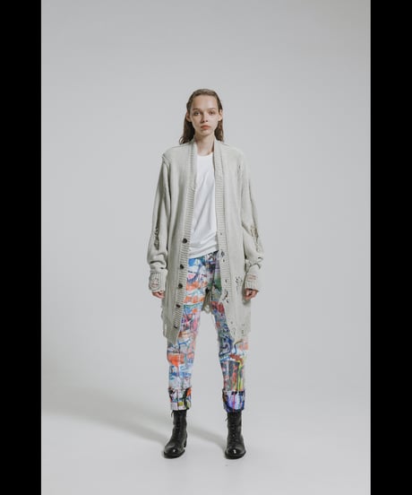 DS-327  Cotton Oxford Inkjet Prin w/ White Coating Slim Pants
