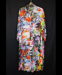 DS-335  Rayon Chiffon Inkjet Print Short Sleeve Big Shirt / Dress