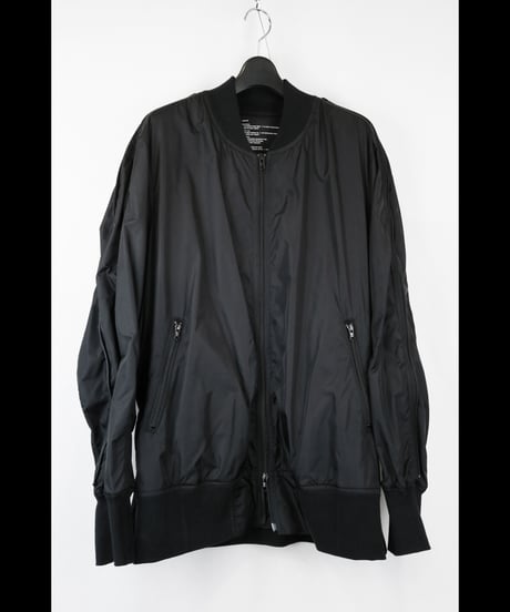 NU-1916  Nylon Taffeta Oversized Bomber Jacket (Detachable Hem Parts) -BLACK
