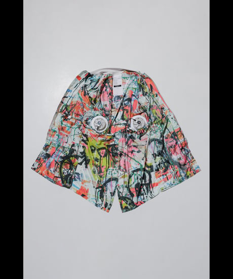DS-326  Nylon Taffeta Inkjet Print　Oversized Bomber Jacket (Detachable Hem Parts) -  SHIHAKUpt.