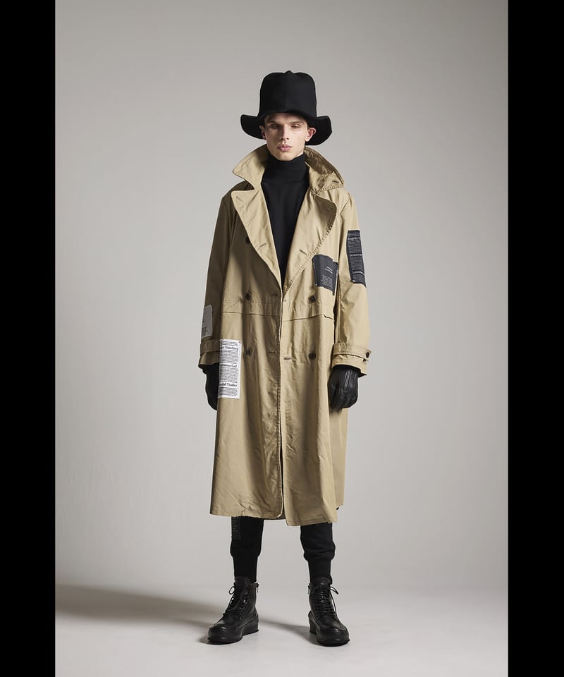 DS-242 - TRENCH COAT w/PRINTED PATCHES | NUDE:M