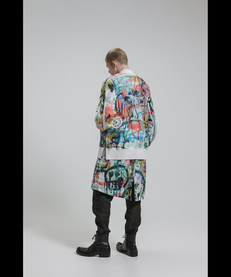 DS-326  Nylon Taffeta Inkjet Print　Oversized Bomber Jacket (Detachable Hem Parts) -  SHIHAKUpt.