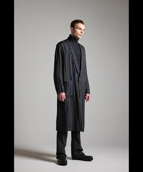 NU-1708  LONG JACKET /  BLACK-ECRU STRIPE