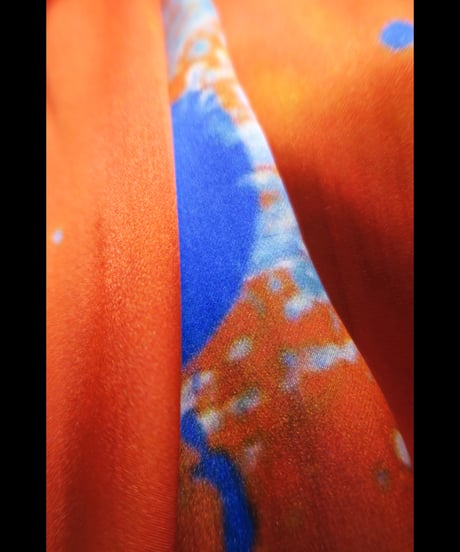 DS-315  Silk Satin Inkjet Print Scarf  - ORANGE