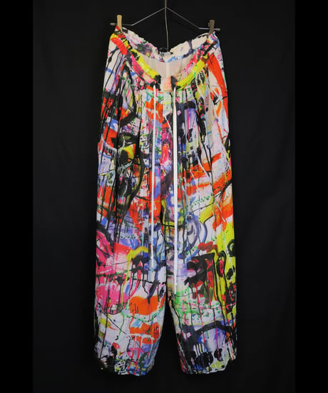 DS-336  Rayon Chiffon Inkjet Print Wide Leg Easy Cropped Pants