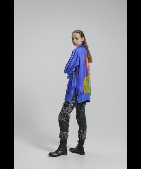 DS-323  Linen/Cotton Gabardine Pigment Print Slim Pants