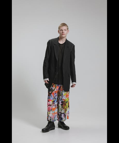 DS-336  Rayon Chiffon Inkjet Print Wide Leg Easy Cropped Pants