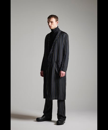 NU-1708  LONG JACKET /  BLACK-ECRU STRIPE