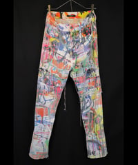 DS-327  Cotton Oxford Inkjet Prin w/ White Coating Slim Pants