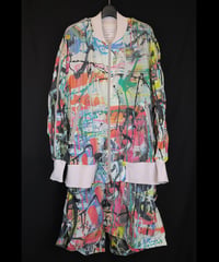 DS-326  Nylon Taffeta Inkjet Print　Oversized Bomber Jacket (Detachable Hem Parts) -  SHIHAKUpt.