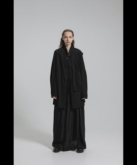 NU-1930   80/2 Broad Shirt With 7GG Kint Half Vest - BLACK