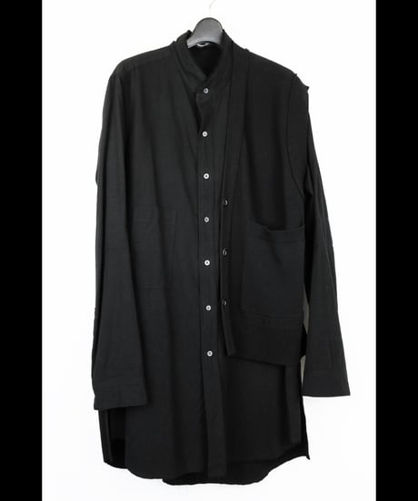 NU-1930   80/2 Broad Shirt With 7GG Kint Half Vest - BLACK