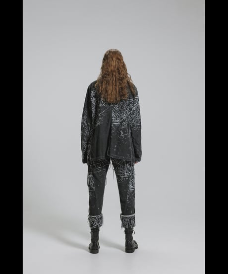 DS-323  Linen/Cotton Gabardine Pigment Print Slim Pants